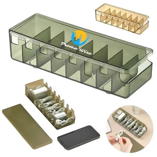 Waterproof 8-Cube Cable Storage Organizer with Dustproof Lid