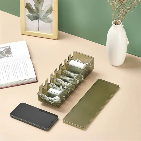 Waterproof 8-Cube Cable Storage Organizer with Dustproof Lid