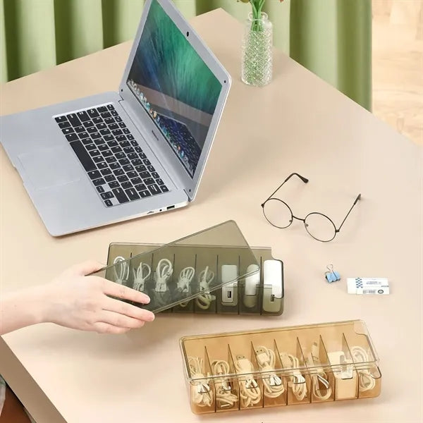 Waterproof 8-Cube Cable Storage Organizer with Dustproof Lid