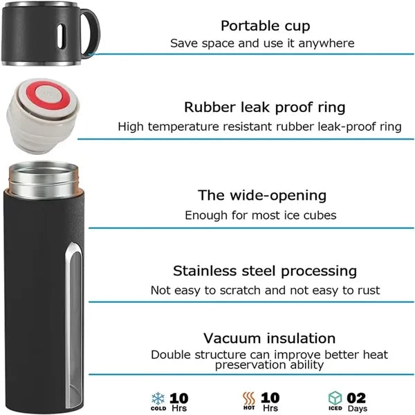 16oz Insulated Bottle with Cup for Hot & Cold Drink Travel M