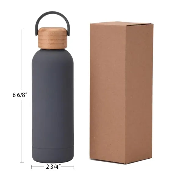 Stainless Steel Vacuum Bottles Metal with Wood Lid Bamboo