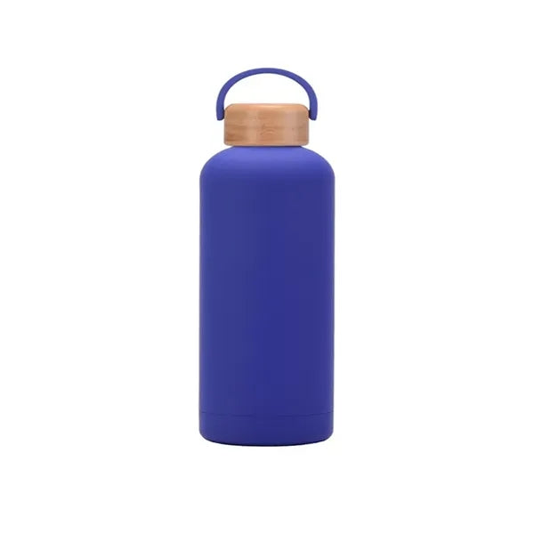 Stainless Steel Vacuum Bottles Metal with Wood Lid Bamboo