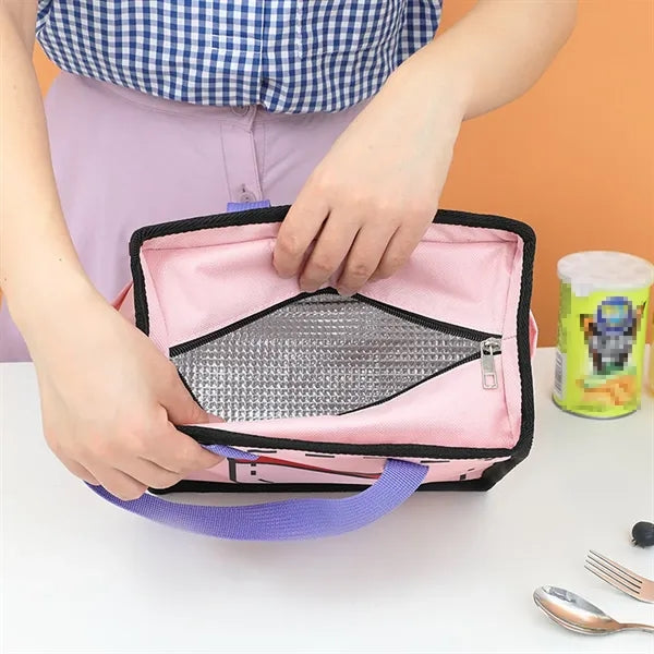 Colorful Insulated Multi-Layer Lunch Bag with Side Pockets