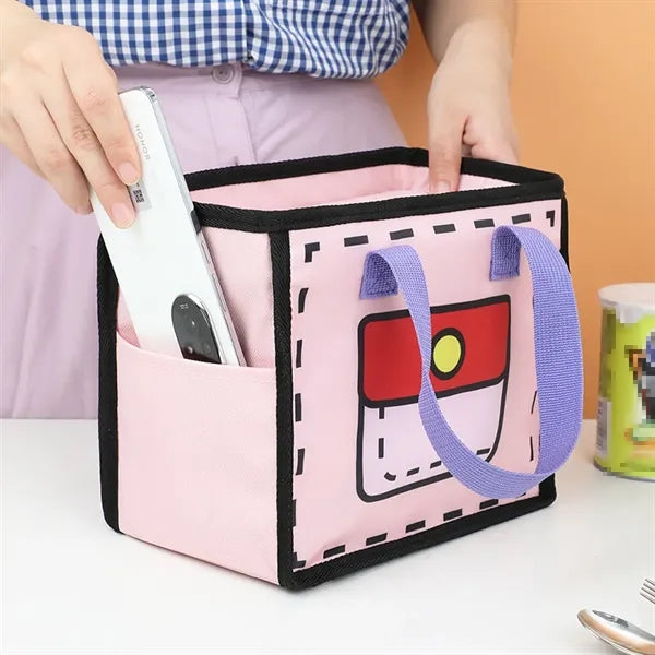 Colorful Insulated Multi-Layer Lunch Bag with Side Pockets