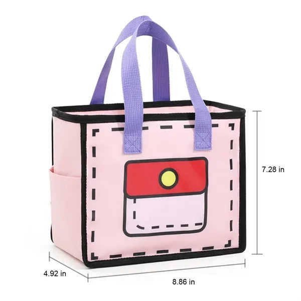 Colorful Insulated Multi-Layer Lunch Bag with Side Pockets