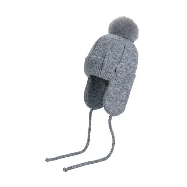 Winter Outdoor Warm Pullover Hat for Women with Bow Knit