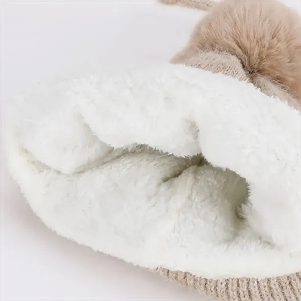 Winter Outdoor Warm Pullover Hat for Women with Bow Knit