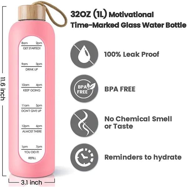 33 Oz. Arlo Hand-held Glass Water Bottle