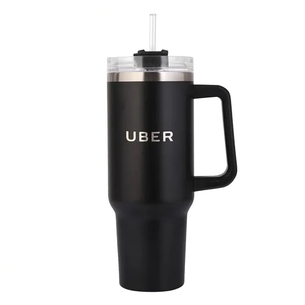 40 oz Vacuum Tumbler w/ Handle & Straw