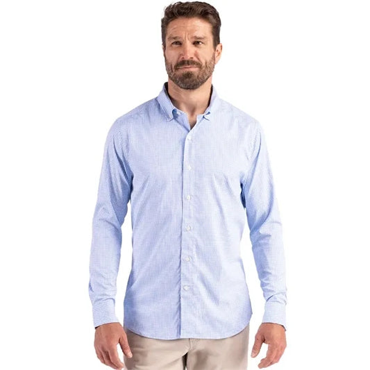 Cutter & Buck Skyline Recycled Gingham Mens Long Sleeve B...