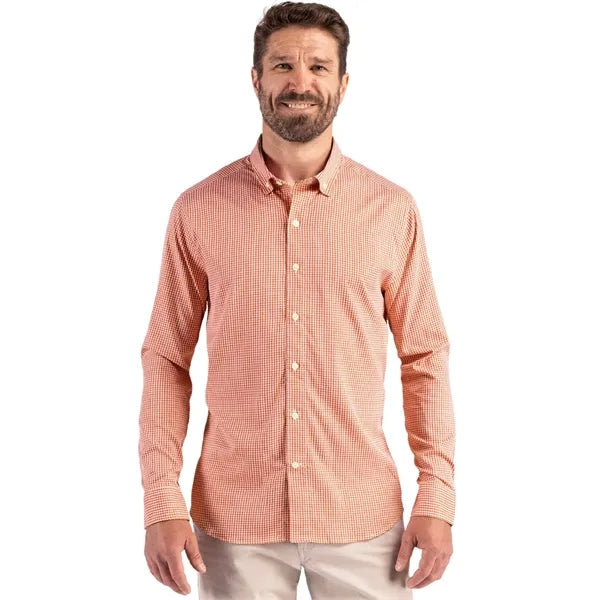 Cutter & Buck Skyline Recycled Gingham Mens Long Sleeve B...
