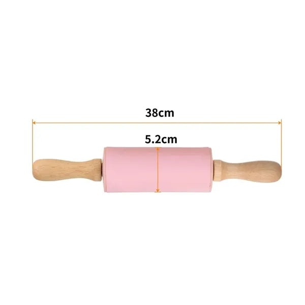 Kids Silicone Rolling Pin with Wood Handles