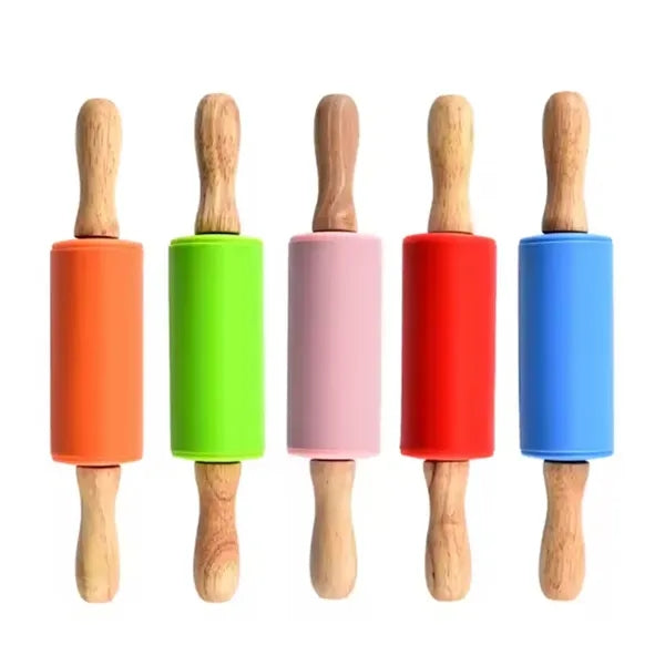Kids Silicone Rolling Pin with Wood Handles
