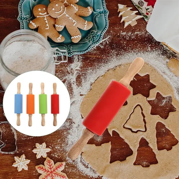 Kids Silicone Rolling Pin with Wood Handles