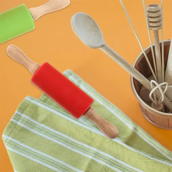 Kids Silicone Rolling Pin with Wood Handles