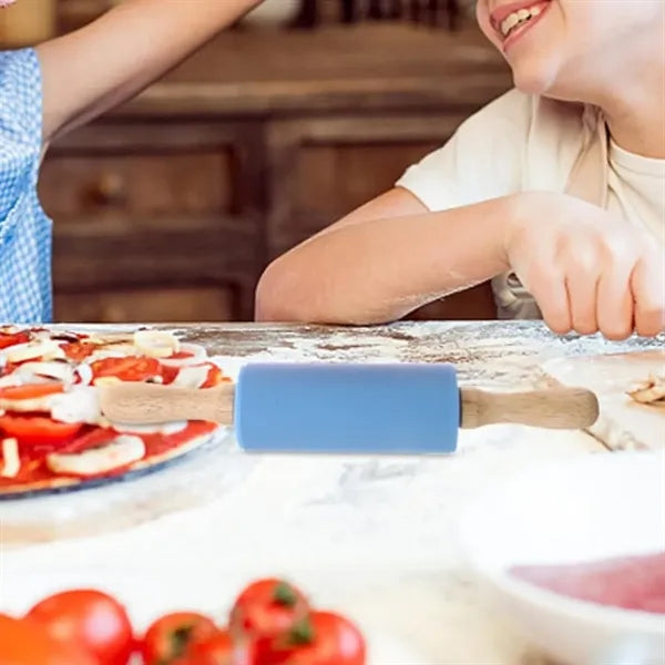 Kids Silicone Rolling Pin with Wood Handles