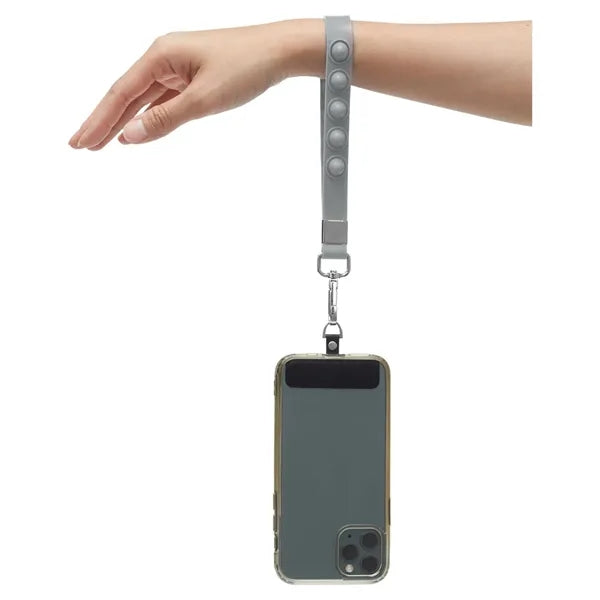 Push Pop Wrist Strap Keychain With Phone Holder