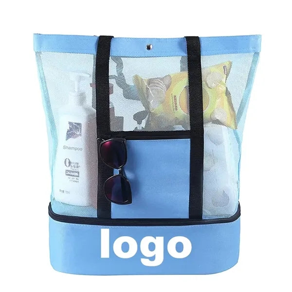 Mesh Beach Bag with Cooler Button