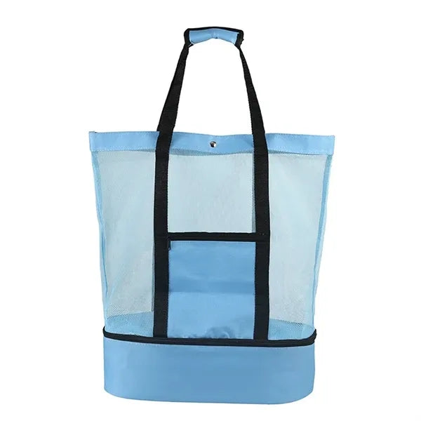 Mesh Beach Bag with Cooler Button