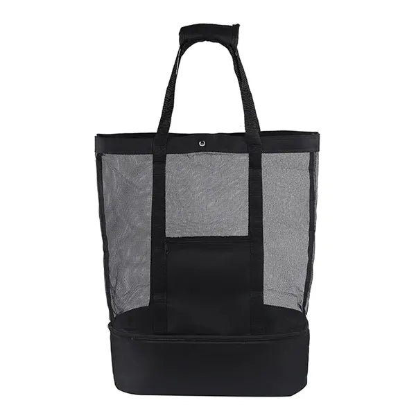 Mesh Beach Bag with Cooler Button