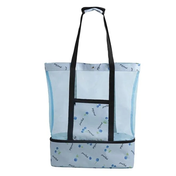 Mesh Beach Bag with Cooler Button