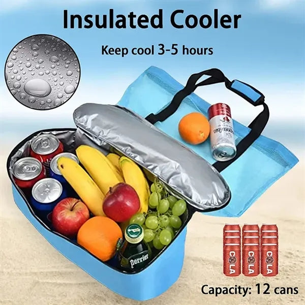 Mesh Beach Bag with Cooler Button