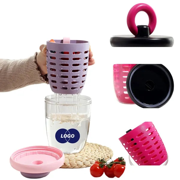 Double Layer Fruit Salad Cup With Fork Spoon Free Shipping