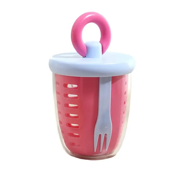 Double Layer Fruit Salad Cup With Fork Spoon Free Shipping