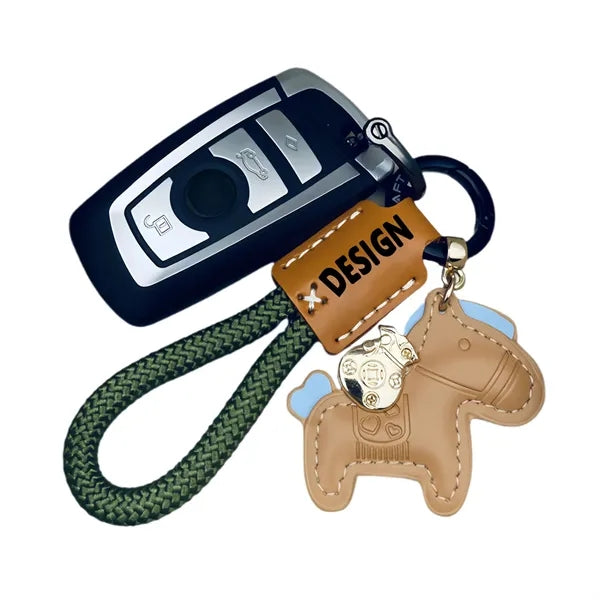 Lucky Horse Handmade Leather Car Keychain Free Shipping
