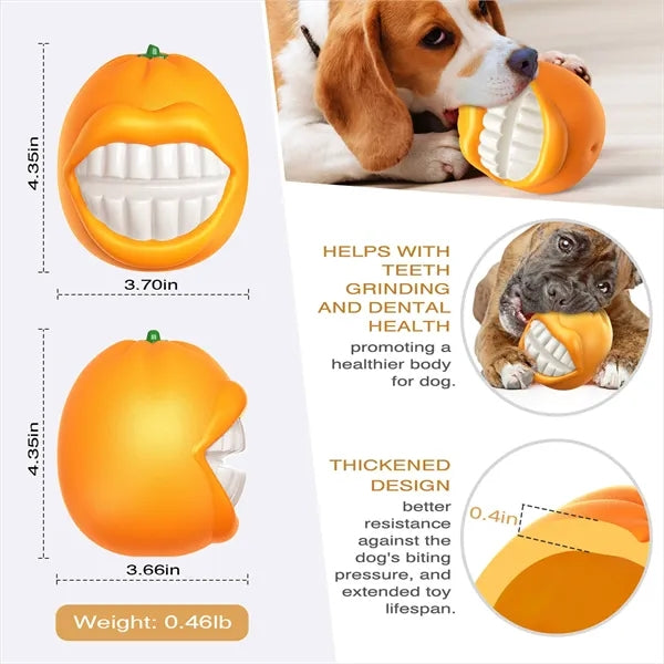 Squeaky Orange Dog Chew Toy For Teeth Cleaning Free Shipping