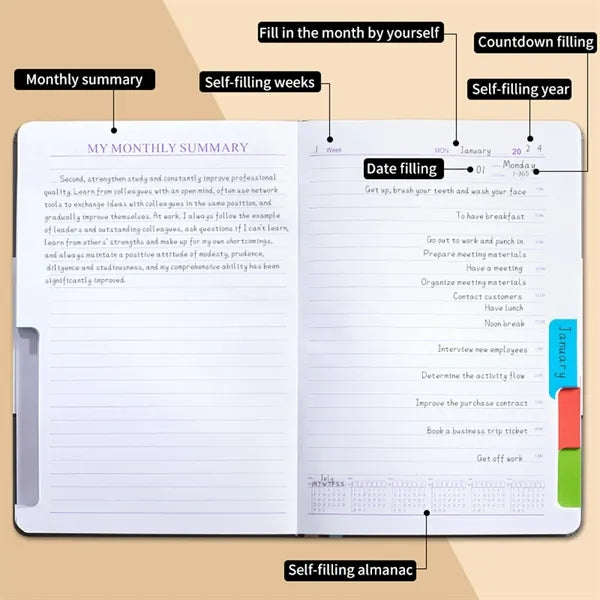 Premium Self Filling Daily Planner No Date Free Shipping