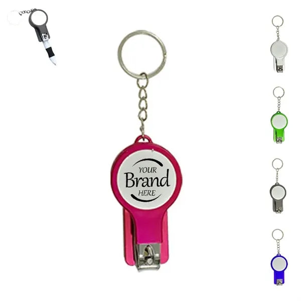 6 In 1 Nail Clipper Mirror Pen Keychain