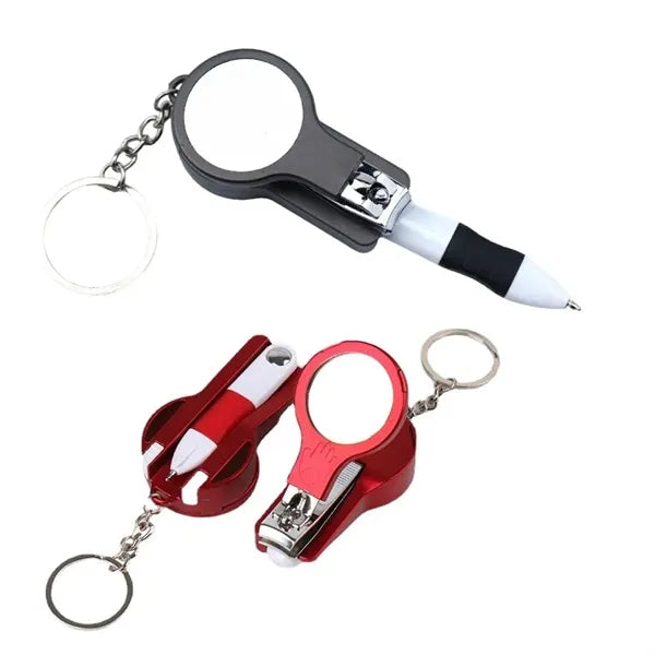 6 In 1 Nail Clipper Mirror Pen Keychain