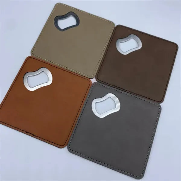 Logo Leather Coaster With Bottle Opener