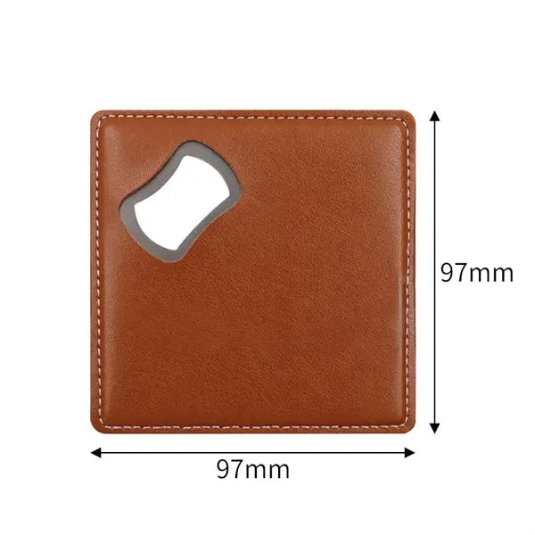 Logo Leather Coaster With Bottle Opener