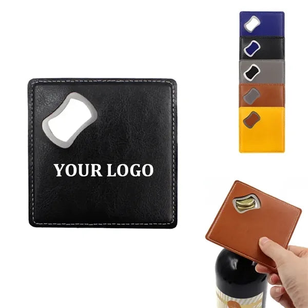 Logo Leather Coaster With Bottle Opener