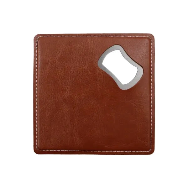 Logo Leather Coaster With Bottle Opener