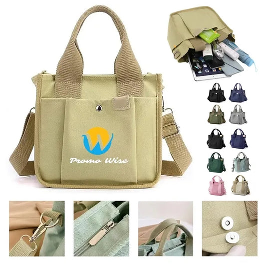 Multi-Pocket Lightweight Adjustable Mini Canvas Tote Bag