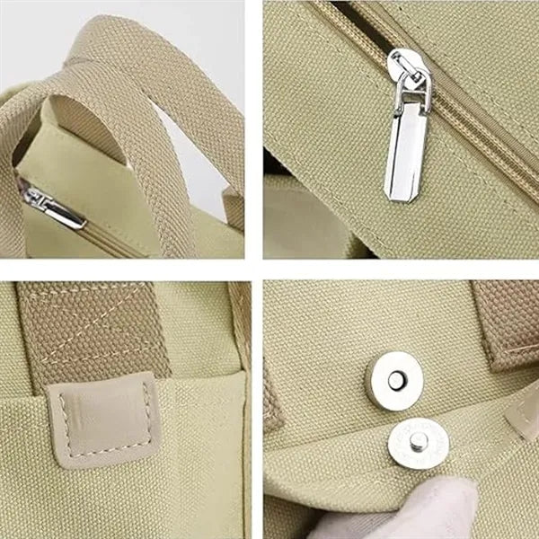 Multi-Pocket Lightweight Adjustable Mini Canvas Tote Bag