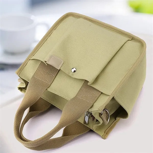 Multi-Pocket Lightweight Adjustable Mini Canvas Tote Bag
