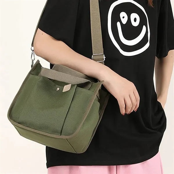 Multi-Pocket Lightweight Adjustable Mini Canvas Tote Bag