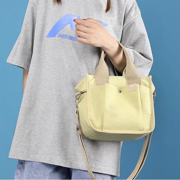 Multi-Pocket Lightweight Adjustable Mini Canvas Tote Bag