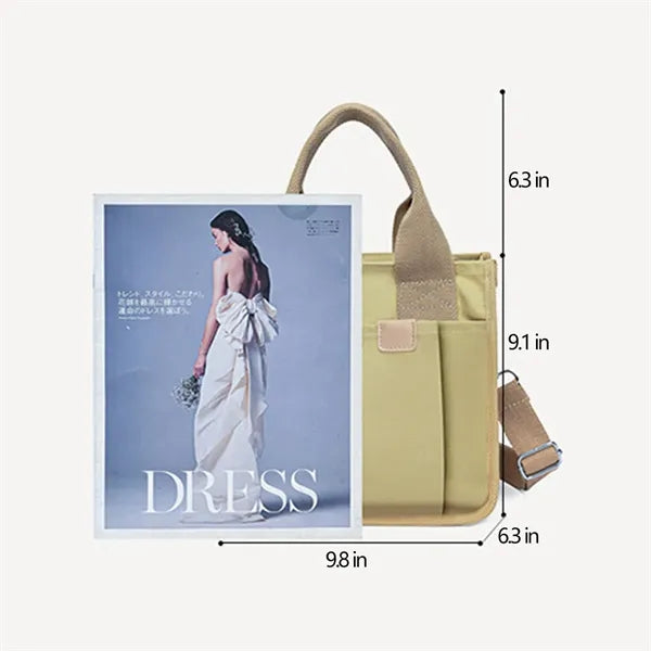 Multi-Pocket Lightweight Adjustable Mini Canvas Tote Bag