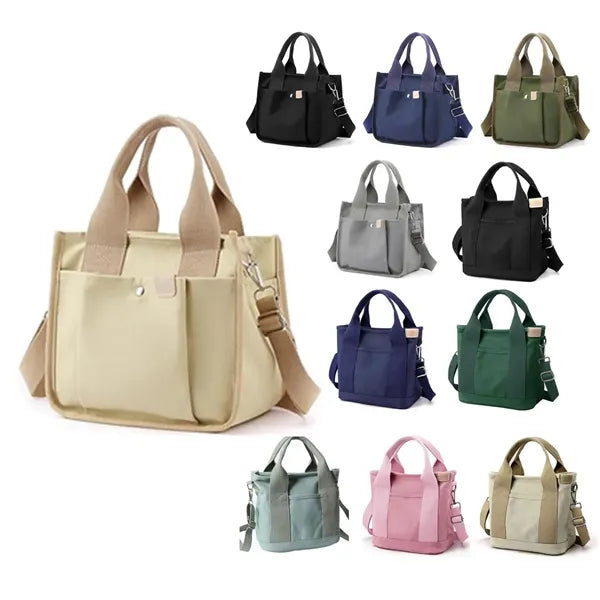 Multi-Pocket Lightweight Adjustable Mini Canvas Tote Bag