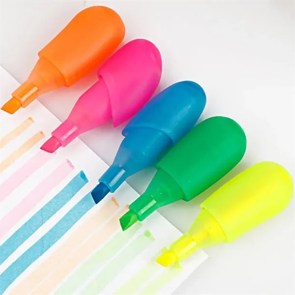 5-Color Incline Tip Non-Toxic Ink Hand-Shaped Highlighters