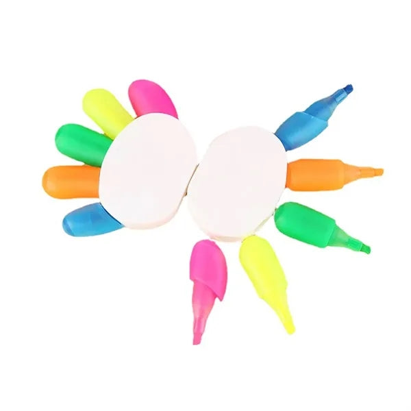 5-Color Incline Tip Non-Toxic Ink Hand-Shaped Highlighters