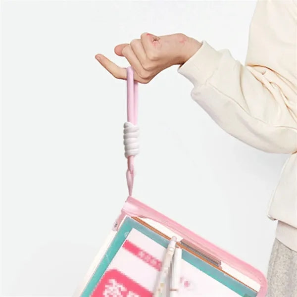 Transparent Zipper Book Organizer with Clip and Lanyard