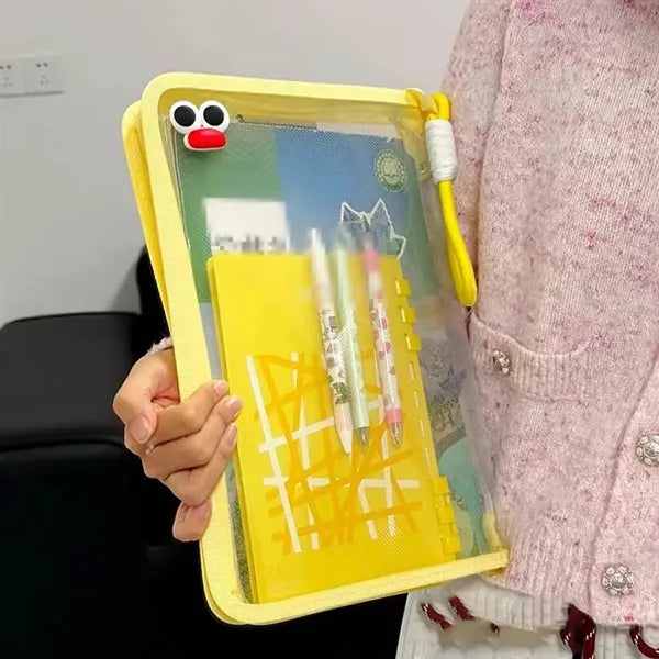 Transparent Zipper Book Organizer with Clip and Lanyard