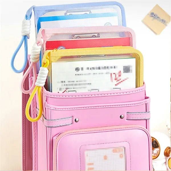 Transparent Zipper Book Organizer with Clip and Lanyard