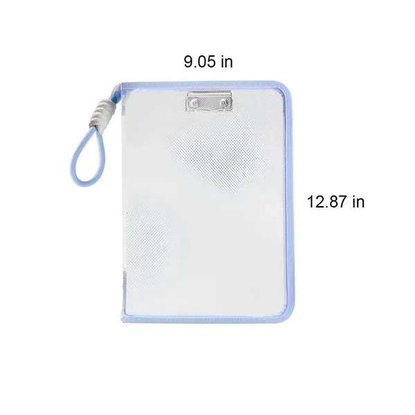 Transparent Zipper Book Organizer with Clip and Lanyard